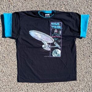 Star Trek USS Enterprise 1991 Par. Pic. Tultex Roll Sleeve T-Shirt (XL fits L)